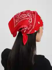 Красный бандана с классическим принтом, косынка на голову, платок с узором, повязка на волосы