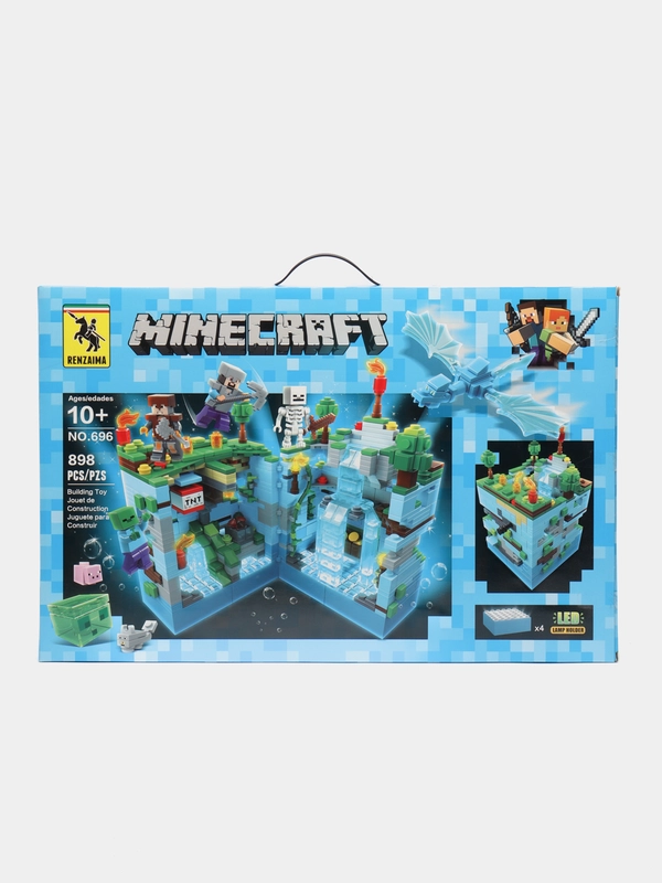 Конструктор 856-915 деталей с LED подсветкой, по мотивам игры Minecraft, для детей