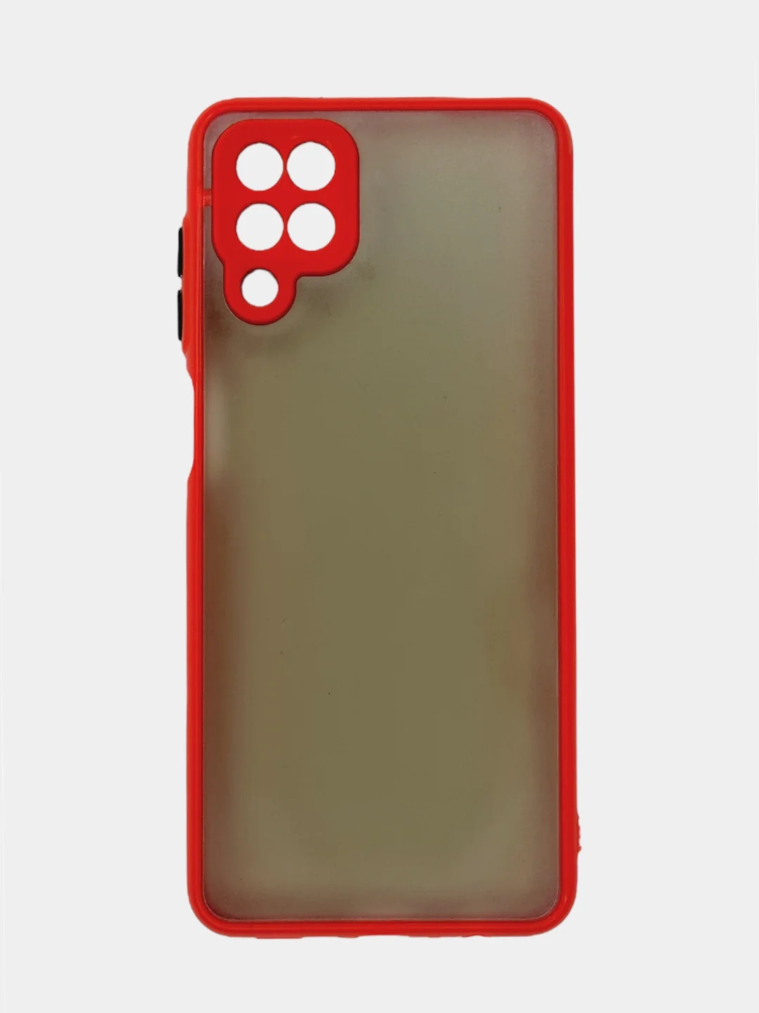 Алый чехол на Samsung Galaxy (Галакси) A12, M12, пластиковый, матовый, с цветными кнопками