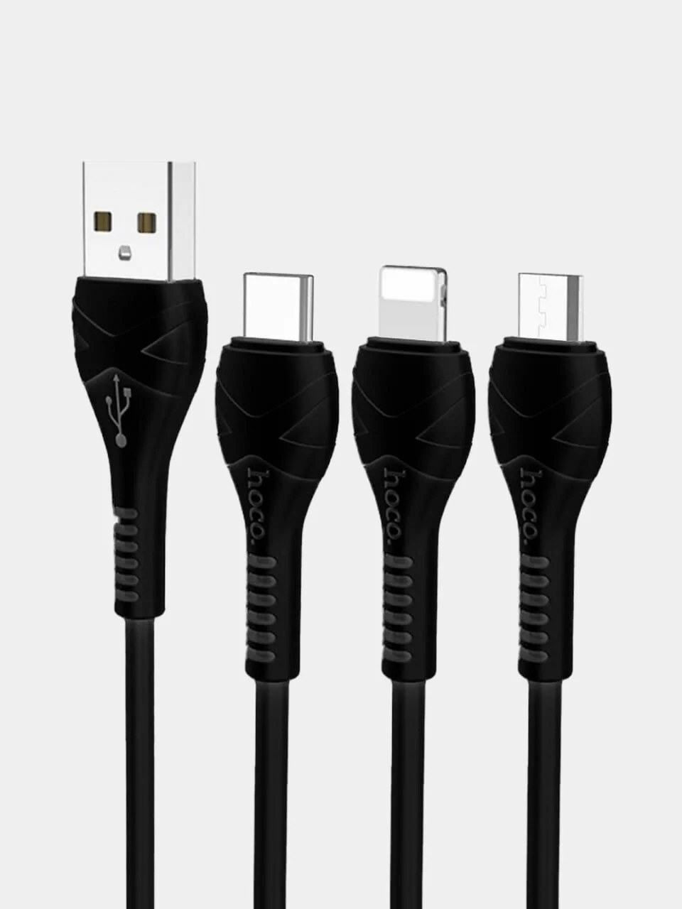 Черный кабель зарядный для iPhone и для Android Hoco X37