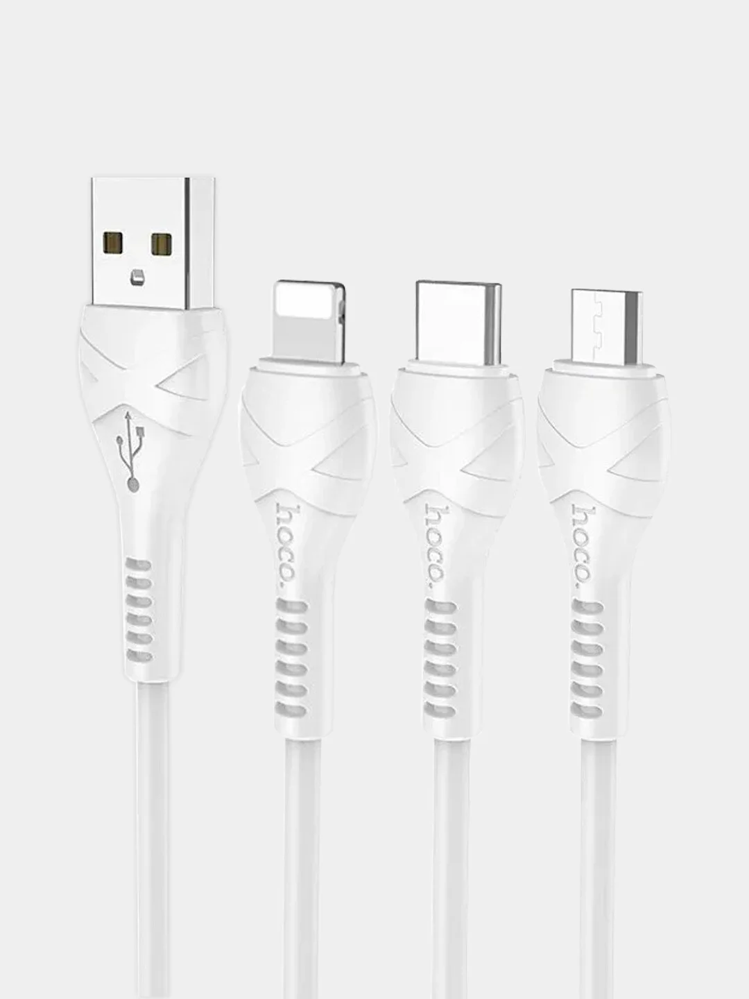 Белый кабель зарядный для iPhone и для Android Hoco X37