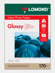 Фотобумага глянцевая, бумага для печати фото, А4, 170 г/м2, 50 листов, Lomond, 361578