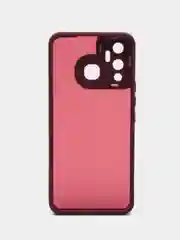Бордовый чехол матовый для Infinix Hot 12 Play, пластиковый, полупрозрачный, с глянцевой рамкой