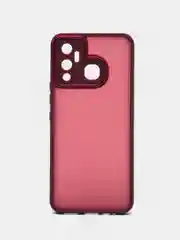 Бордовый чехол матовый для Infinix Hot 12 Play, пластиковый, полупрозрачный, с глянцевой рамкой