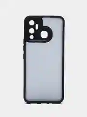 Черный чехол матовый для Infinix Hot 12 Play, пластиковый, полупрозрачный, с глянцевой рамкой