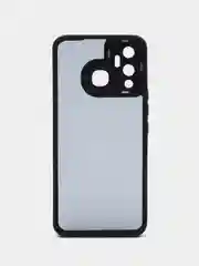 Черный чехол матовый для Infinix Hot 12 Play, пластиковый, полупрозрачный, с глянцевой рамкой