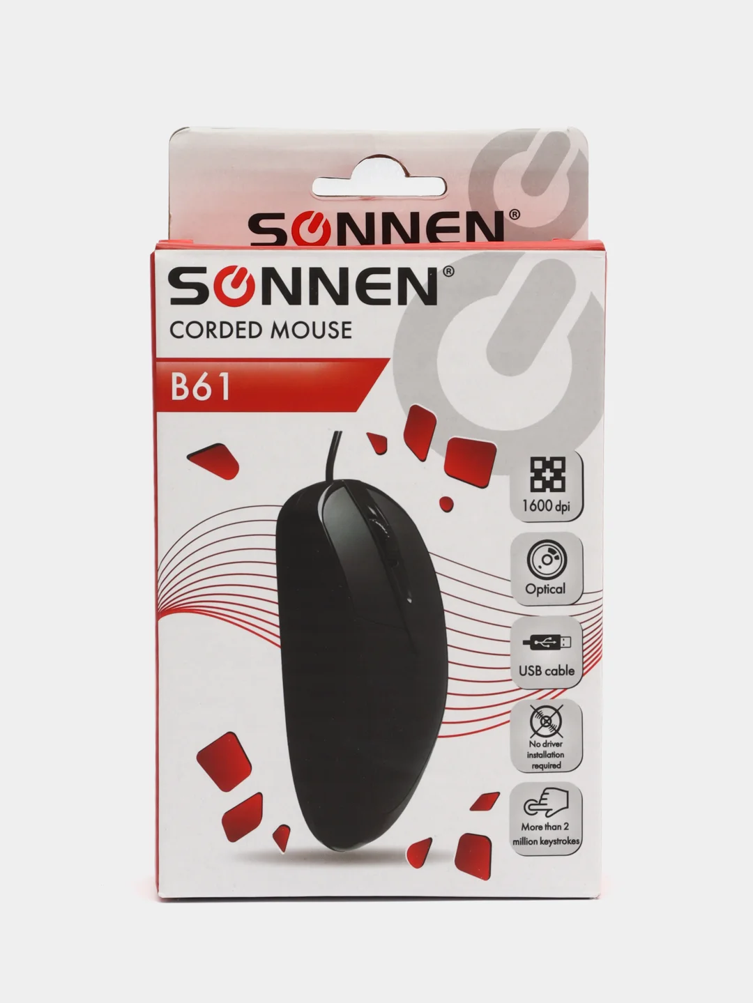 Мышь, мышка проводная компьютерная для компьютера Sonnen B61, Usb, оптическая, 513513