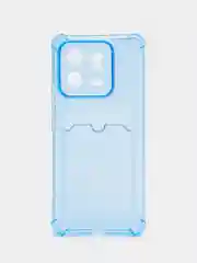 Голубой чехол для Xiaomi 13 Pro, Сяоми 13 Про прозрачный, с карманом для карты