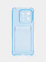 Голубой чехол для Xiaomi 13 Pro, Сяоми 13 Про прозрачный, с карманом для карты