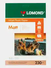 Фотобумага матовая, бумага для печати фото А4, 230 г/м2, 50 листов, Lomond, 360930