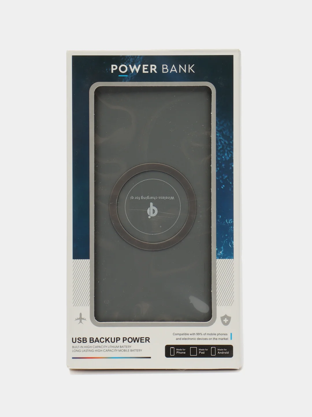 Серый беспроводной Power Bank 10000 мАч