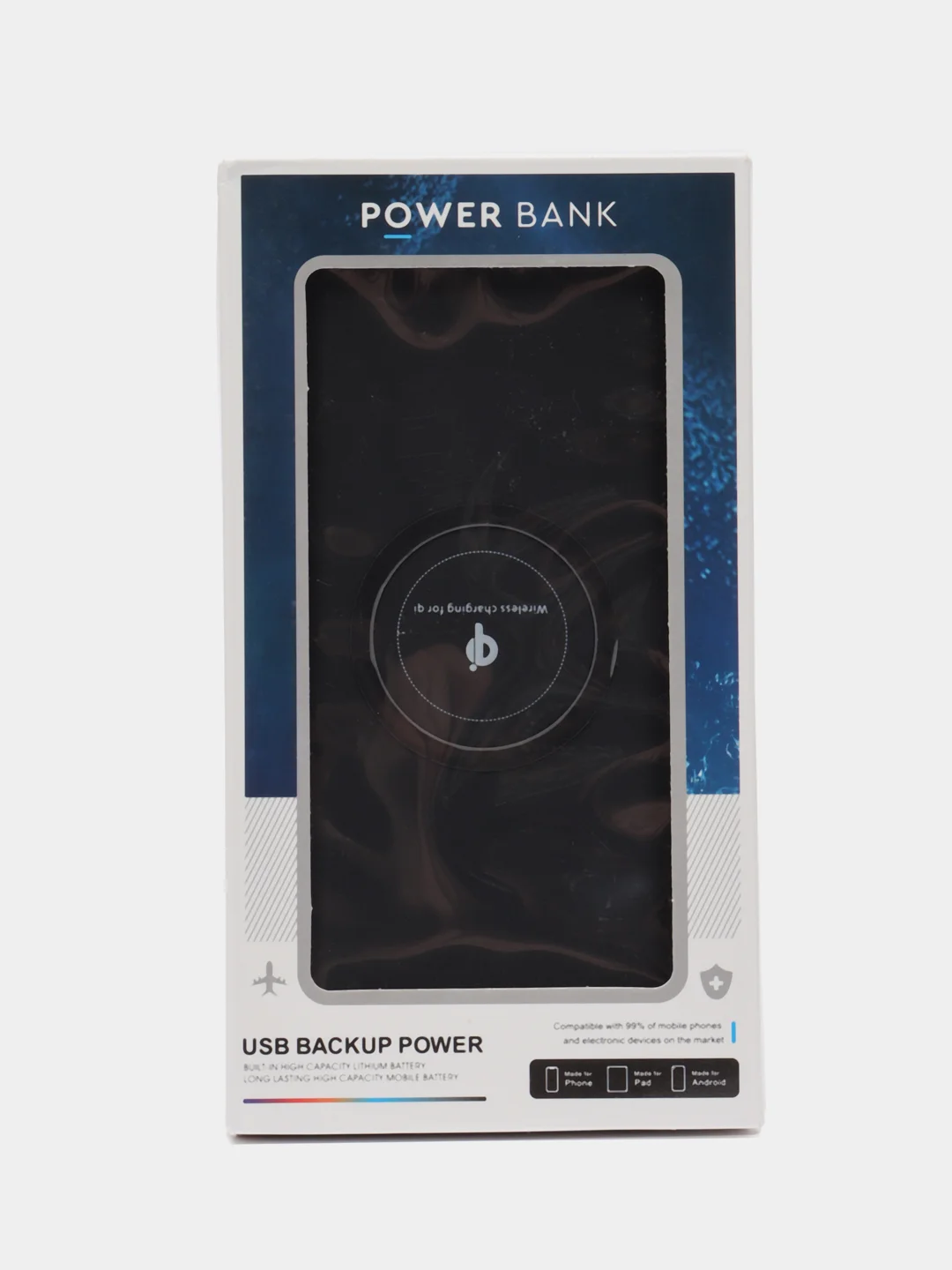 Черный беспроводной Power Bank 10000 мАч