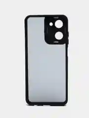 Синий чехол матовый для Realme 10, Реалми 10, пластиковый, полупрозрачный, с глянцевой рамкой