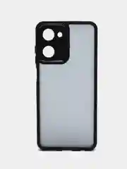 Черный чехол матовый для Realme 10, Реалми 10, пластиковый, полупрозрачный, с глянцевой рамкой