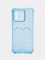 Голубой чехол для Xiaomi 13, Сяоми 13 прозрачный, с карманом для карты