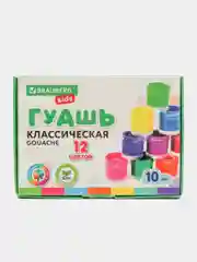 Гуашь (краска) для рисования школьная Brauberg Kids New, 12 цветов по 10 мл, 192368