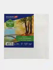Холст полотно на картоне (МДФ), 20х20 см, 280 г/м2, грунт, 100% хлопок, Brauberg, 192183