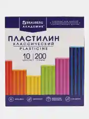 Пластилин классический для лепки для школы и сада Brauberg, 10 цветов, стек, 106503