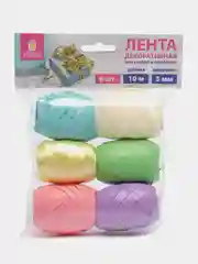 Лента упаковочная декоративная для подарков, 6 штук 5 мм х 10 м, Золотая Сказка, 591830
