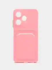Пудровый силиконовый чехол для Infinix HOT 30i (Инфиникс Хот 30Ай), с карманом для карт, прозрачный