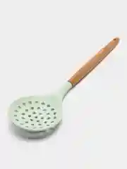 Мятный шумовка силиконовая с деревянной ручкой 32 см