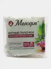 Ватные палочки Комплект 100 штук, Мелодия, полиэтиленовый пакет, 128854