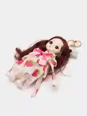 Белый брелок кукла шарнирная