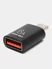 Черный адаптер-переходник с USB 3.0 отг на Type-C для мобильных устройств, планшетов, компьютеров