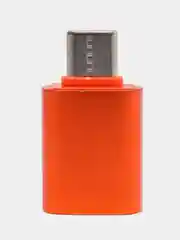 Оранжевый адаптер-переходник с USB 3.0 отг на Type-C для мобильных устройств, планшетов, компьютеров