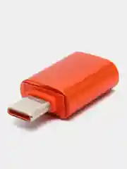 Оранжевый адаптер-переходник с USB 3.0 отг на Type-C для мобильных устройств, планшетов, компьютеров