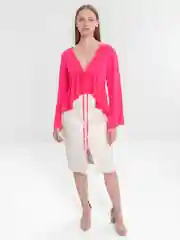 Розовый нарядный топ с длинными рукавами