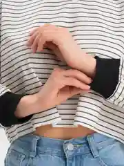 Белый толстовка женская, свитшот в полоску