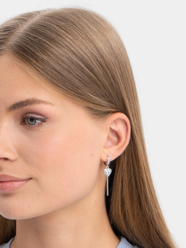 Серьги из серебра 925 пробы с сердцем
