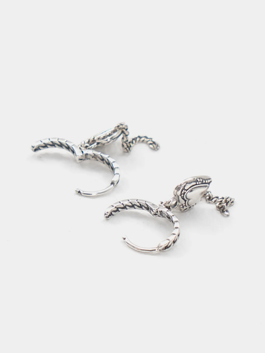Серьги из серебра 925 пробы с сердцем