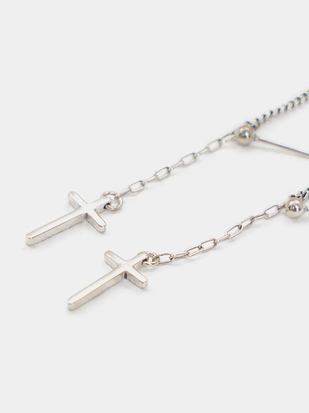Серьги с крестиком из серебра 925 пробы