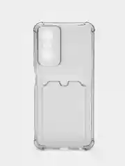 Хром силиконовый чехол для Tecno POP 6 Pro (Техно Поп 6 Про), с карманом для карт, прозрачный
