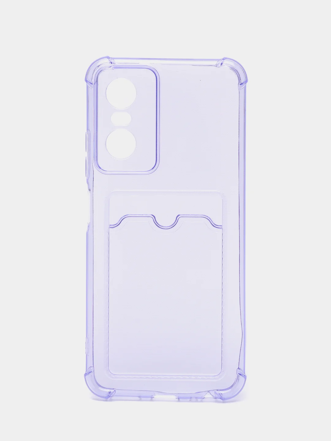 Лавандовый силиконовый чехол для Tecno POP 6 Pro (Техно Поп 6 Про), с карманом для карт, прозрачный