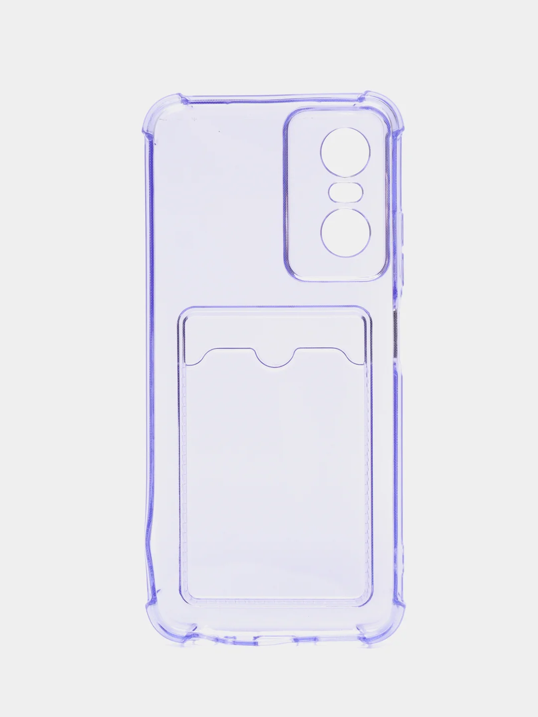 Лавандовый силиконовый чехол для Tecno POP 6 Pro (Техно Поп 6 Про), с карманом для карт, прозрачный
