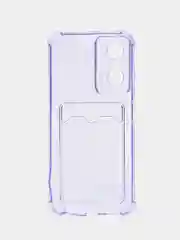 Лавандовый силиконовый чехол для Tecno POP 6 Pro (Техно Поп 6 Про), с карманом для карт, прозрачный