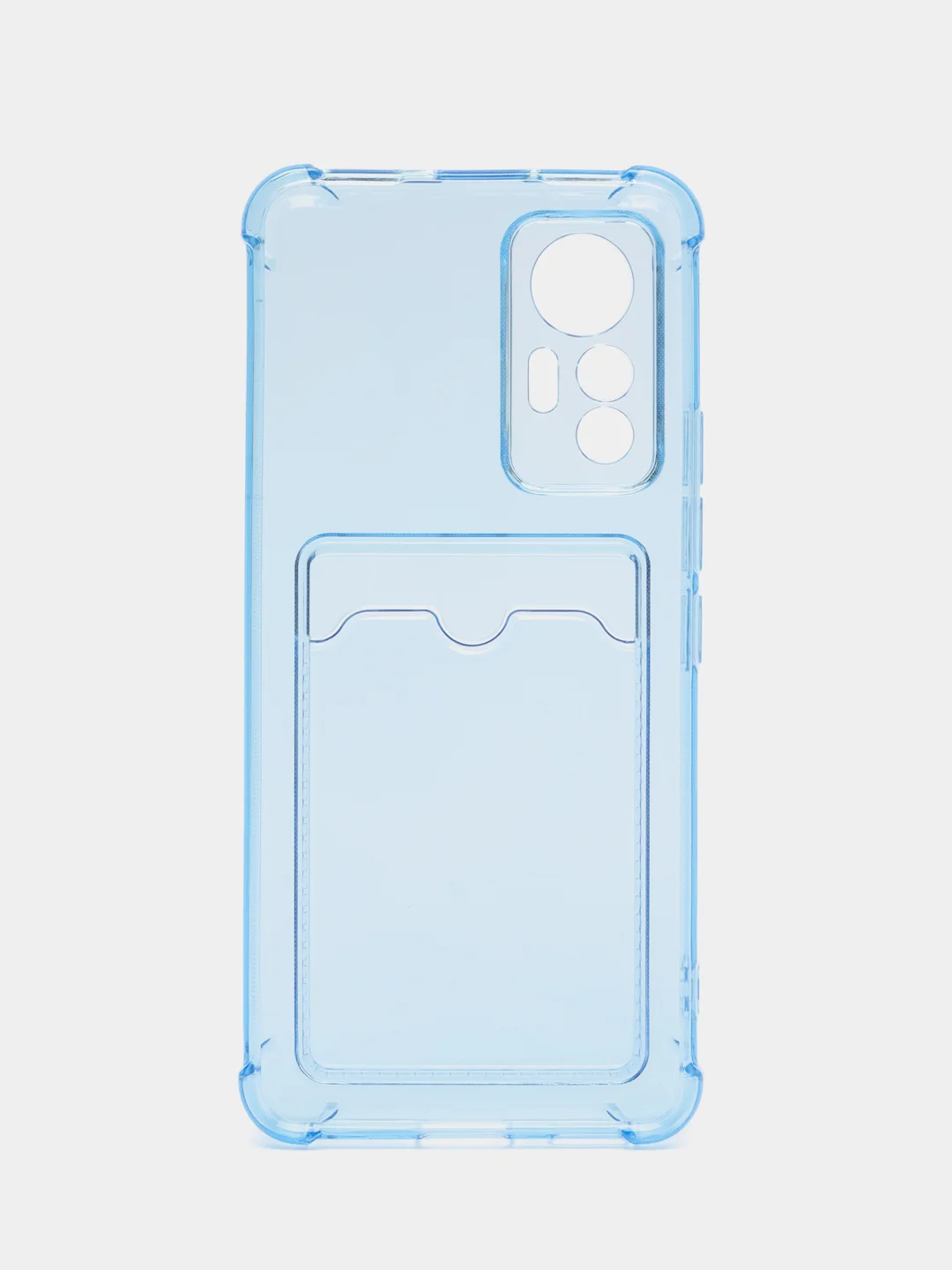 Голубой чехол для Xiaomi 12 Lite / Сяоми 12 Лайт прозрачный, с карманом для карты