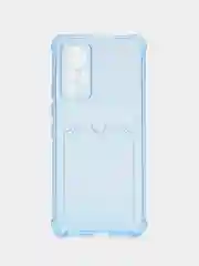 Голубой чехол для Xiaomi 12 Lite / Сяоми 12 Лайт прозрачный, с карманом для карты