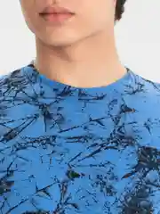 Светло-синий футболка мужская, с принтом, хлопок