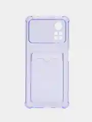 Лавандовый чехол для Xiaomi Poco X4 Pro, Сяоми Поко Х4 Про прозрачный, с карманом для карты