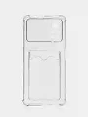 Черный чехол для Xiaomi Poco X4 Pro, Сяоми Поко Х4 Про прозрачный, с карманом для карты
