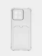 Черный чехол для Xiaomi 13, Сяоми 13 прозрачный, с карманом для карты