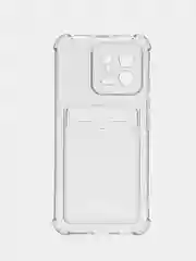 Черный чехол для Xiaomi 13, Сяоми 13 прозрачный, с карманом для карты