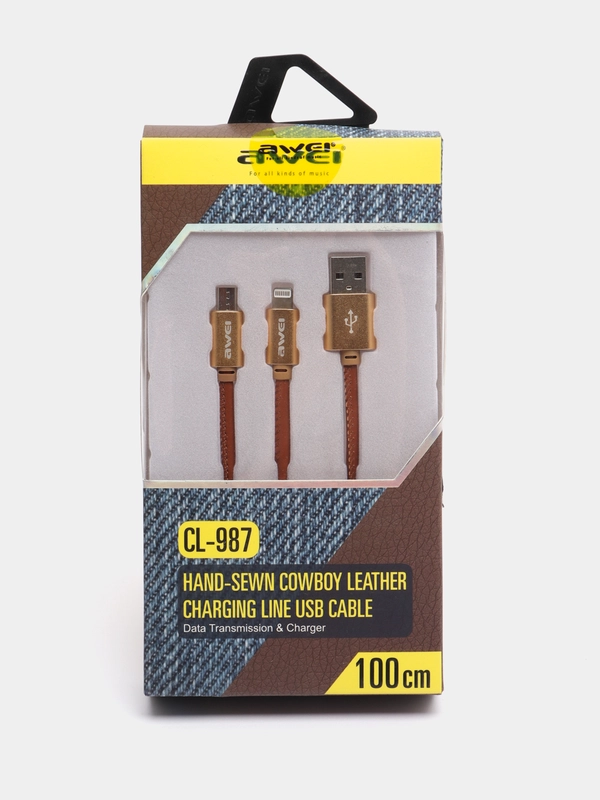 Печать USB кабель Awei CL-987 Micro + Lightning 2in1, 1000 mm