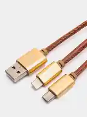 Золотой печать USB кабель Awei CL-987 Micro + Lightning 2in1, 1000 mm