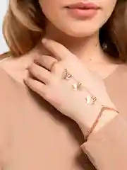 Браслет, кольцо с бабочками, цепочкой, 15+5 см