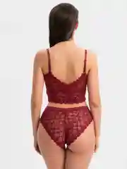 Бордовый комплект кружевного белья